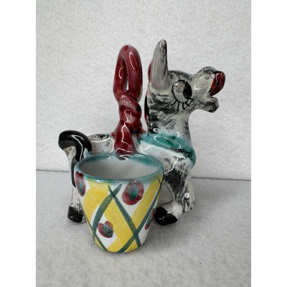 Italy Hand Painted Donkey Figurine with Double Egg Cups - Picture 6 of 12